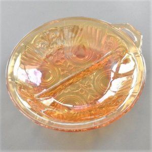Vintage Carnival Glass Divided Footed Dish